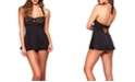 iCollection Women's Roseanne Silky Babydoll Chemise 2pc Lingerie Set